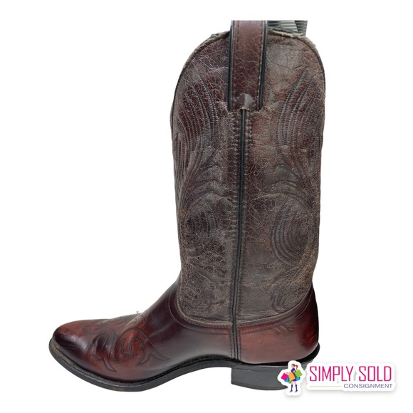 Laredo Men's Western Cowboy Boots Shoes Brown Leather Closed-Toe Sz 10.5 - Picture 4 of 12